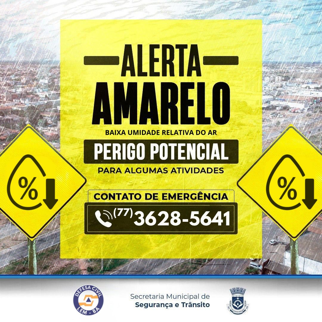 DEFESA CIVIL INFORMA ALERTA AMARELO PARA LUÍS EDUARDO MAGALHÃES ⚠️